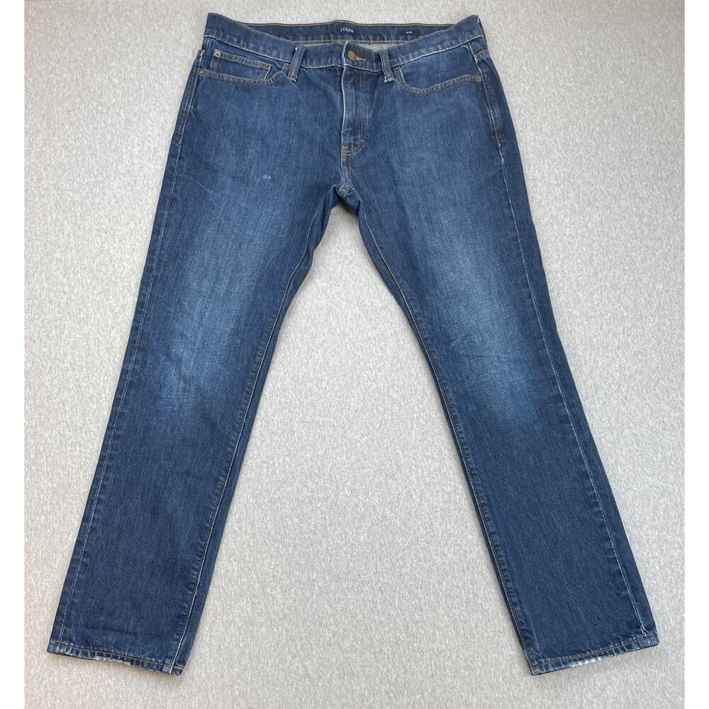 J Crew Jeans Mens 36 x 32 Blue 100% Cotton Slim Fit Dark Wash